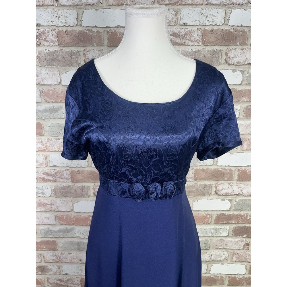 Vintage 90s Frederick's Of Hollywood Navy Empire Waist Maxi Dress Sz 11/12 - Picture 2 of 16